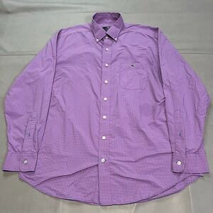 Vineyard Vine Performance Classic Fit Tucker Shirt Men L Blue Gingham Button4351